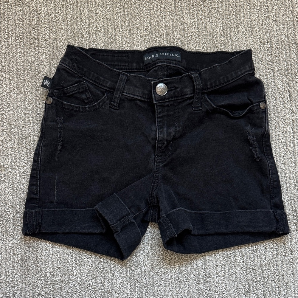 Rock & Republic Black Denim Shorts